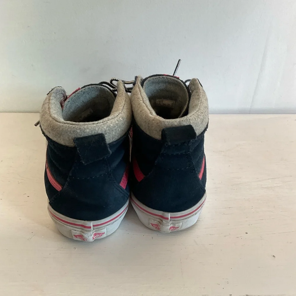 Vans Shoes Kids Girls High Tops Sneakers Navy Blue Pink Grey Running‎ Size 5.5 - Picture 4 of 7